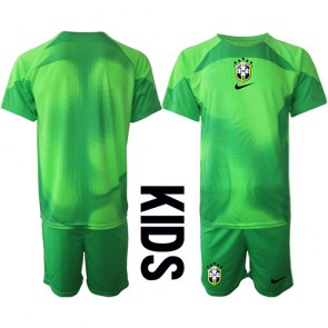 Brasilien Målmand Udebanesæt Børn VM 2022 Kort ærmer (+ korte bukser)